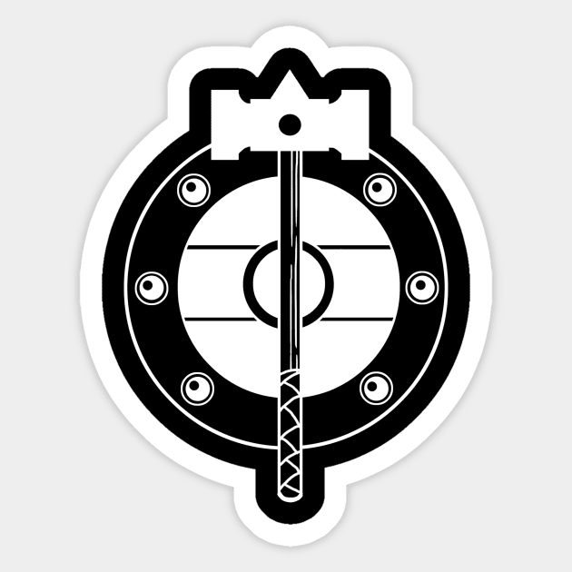 Hammer & Shield - Original Logo Banner Sigil - Light Design for Dark Shirts Sticker by Indi Martin